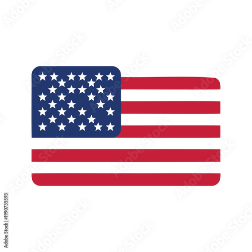 Stylized united states flag with rounded corners waving softly on a white background