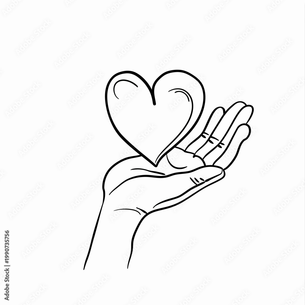 Obraz premium Hand holding heart symbol illustration on white background design concept