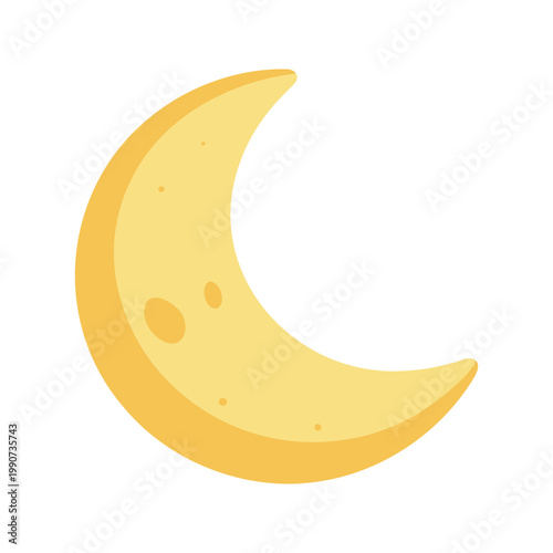 Crescent moon shines brightly in the night sky with its gentle yellow light