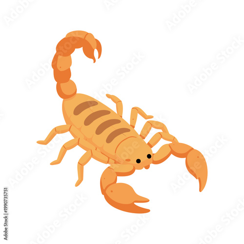 Cartoon illustration of a desert scorpion with raised stinger and large pincers