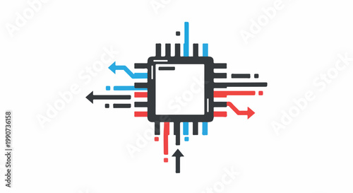 Microprocessor with data flow arrows indicating input and output operations