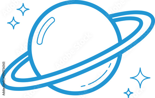 Illustration of Saturn planet with rings and stars