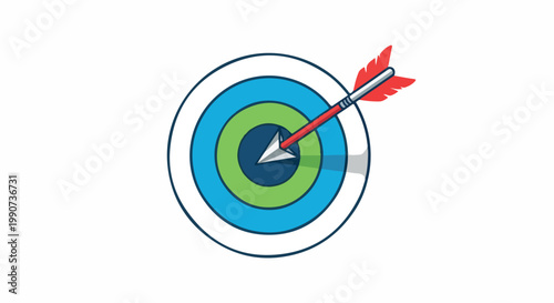 Precision target hit by a red arrow in the bullseye
