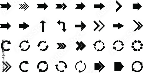Illustration of Black arrows and direction symbols