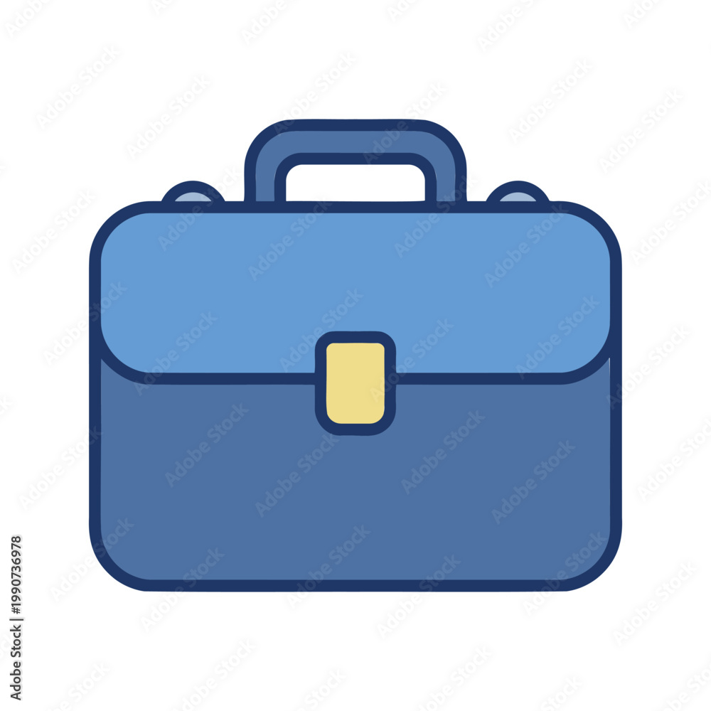 Obraz premium Stylized blue briefcase with handle, a symbol of professionalism and business travel