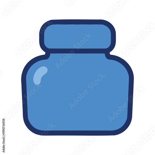 Stylized illustration of a light blue glass jar with a thick dark blue border