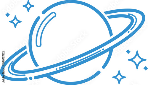 Illustration of Saturn planet with rings and stars