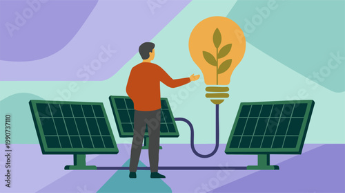 Sustainable energy concept: solar power, green technology, and environmental innovation