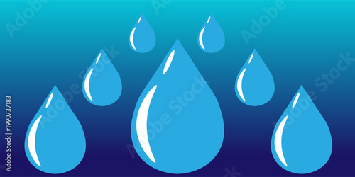 Abstract illustration of refreshing water droplets against a gradient blue background, symbolizing purity and hydration
