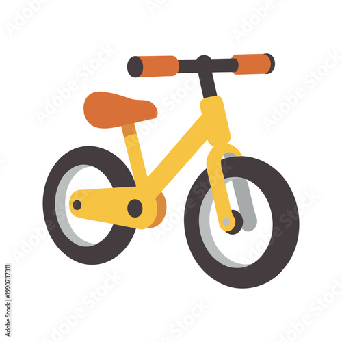 Balance bike in yellow and brown, designed for toddlers to learn balancing