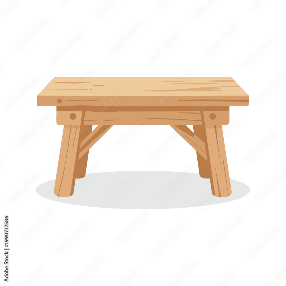 Fototapeta premium Illustration of small wooden table with visible grain and simple structure