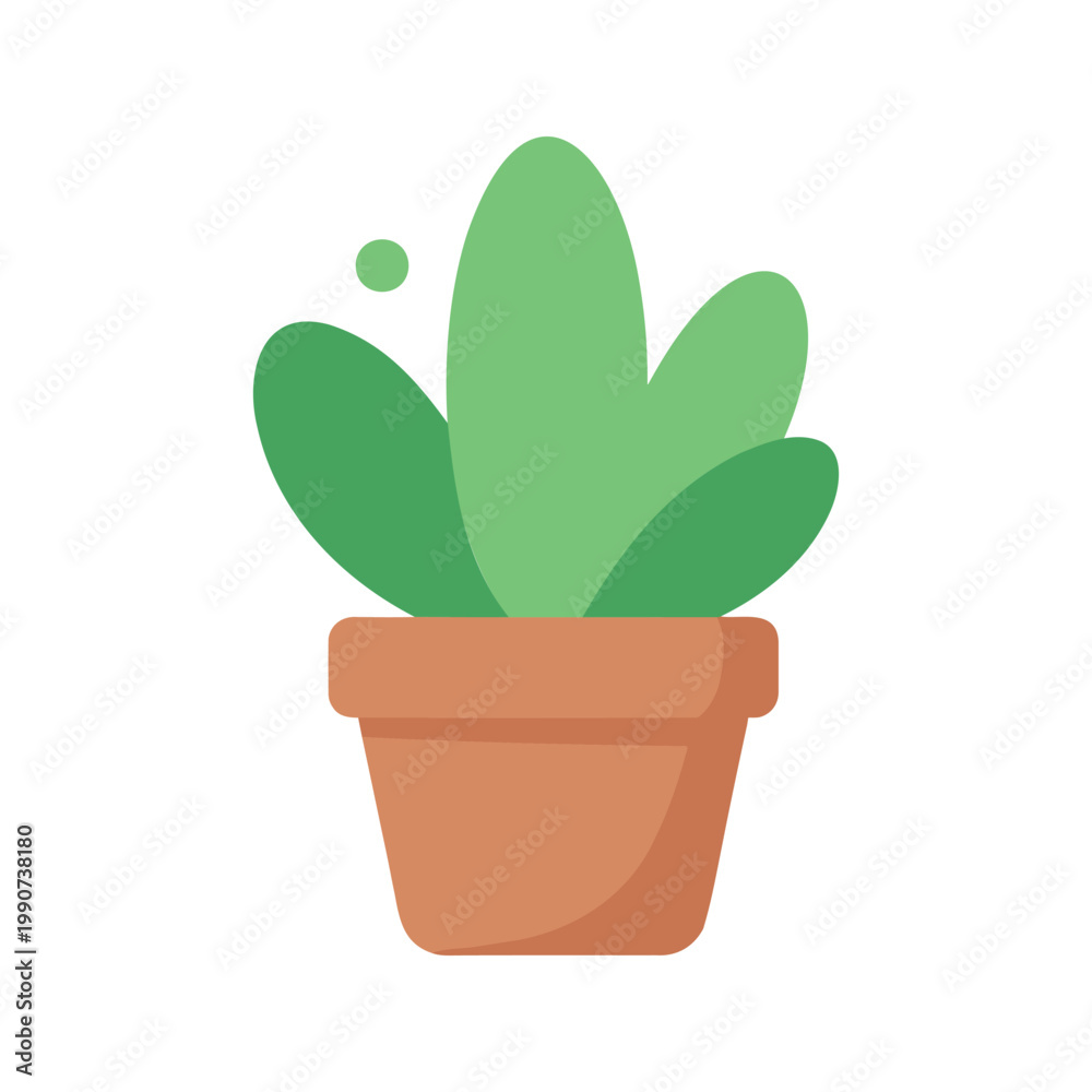 Obraz premium Vibrant green plant growing in a terracotta pot illustration, perfect for home decor themes