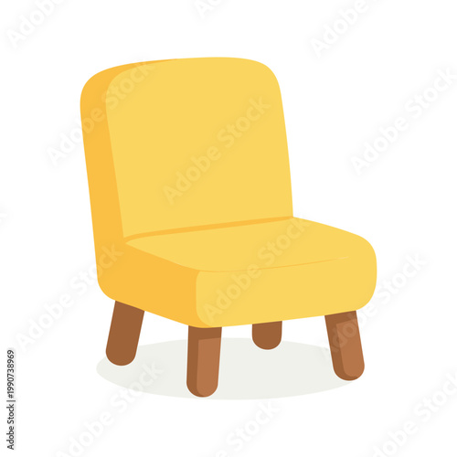 Vibrant yellow armchair with short legs adds a pop of color to any room