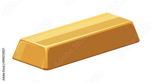 A shiny gold bar resting on a plain background