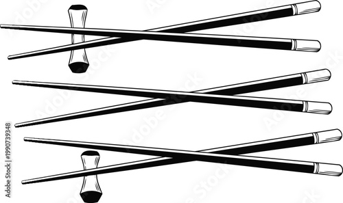 Illustration of Black cables with metal clips crossed over each other