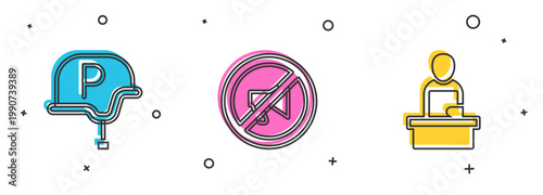 Set War journalist, Censored stamp and Breaking news icon. Vector