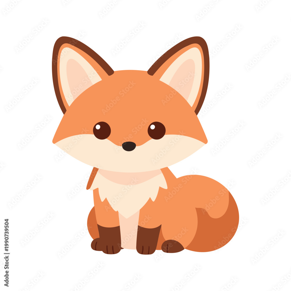 Fototapeta premium Adorable fox sitting on its hind legs looking forward with a sweet expression