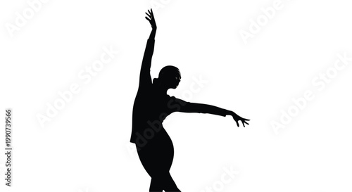 Silhouette of a person in a dynamic dance pose with hip hop, silhouette