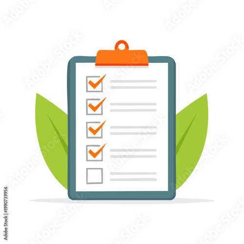 タスク管理や確認作業を示すチェックリストのフラットベクターアイコン