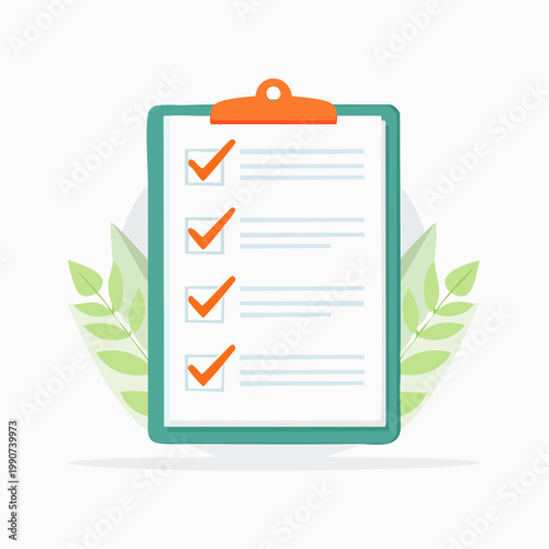 タスク管理や確認作業を示すチェックリストのフラットベクターアイコン