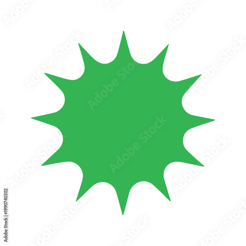 Lime green spiky starburst shape over white background conveys energy and dynamism