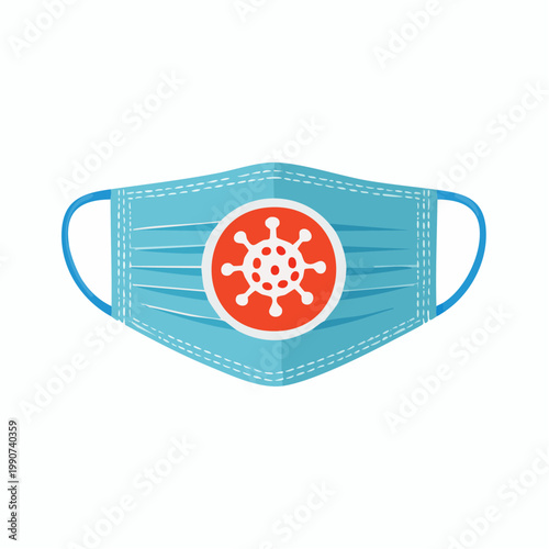 ウイルス感染予防や医療を示すマスクのシンプルなフラットベクターアイコン