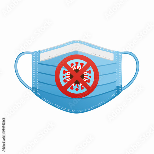 ウイルス感染予防や医療を示すマスクのシンプルなフラットベクターアイコン