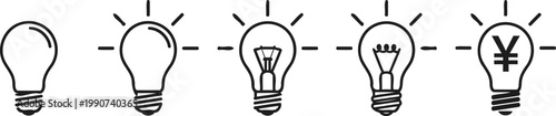 Illustration of Light bulb ideas concept with yen symbol
