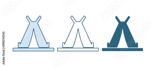 Blue Traditional indian teepee or wigwam icon isolated on white background. Indian tent. Vector