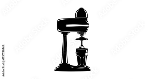 Vintage black stand mixer icon isolated on white background for kitchen appliance design