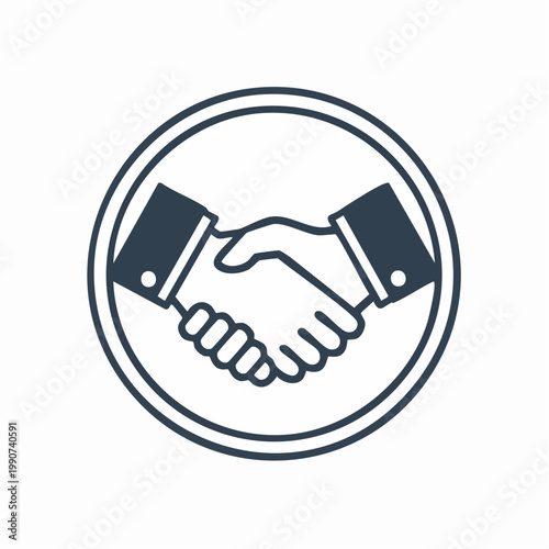商談成立やパートナーシップを示す握手のシンプルなフラットベクターアイコン