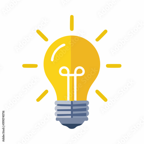 アイデアのひらめきやイノベーションを示す電球のフラットベクターアイコン