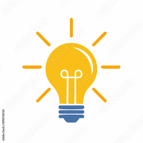 アイデアのひらめきやイノベーションを示す電球のフラットベクターアイコン