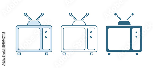 Blue Retro tv icon isolated on white background. Television sign. Vector