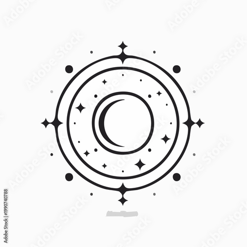 ファンタジーや魔術をイメージした魔法陣のシンプルなフラットベクターアイコン