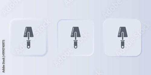 Grey Trowel icon isolated on grey background. Set icons in square buttons. Vector