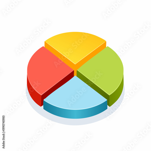 投資ポートフォリオや資産配分を示す円グラフのフラットベクターアイコン