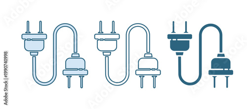 Blue Electric plug icon isolated on white background. Concept of connection and disconnection of the electricity. Vector