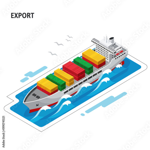 Cargo Ship Exporting Goods Across the Ocean.