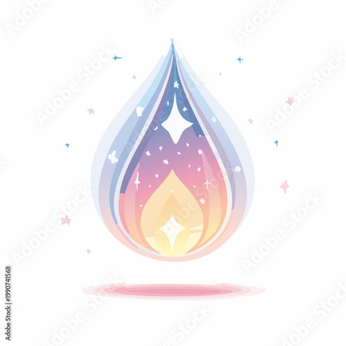 精霊や妖精の光をイメージしたウィスプのシンプルなフラットベクターアイコン