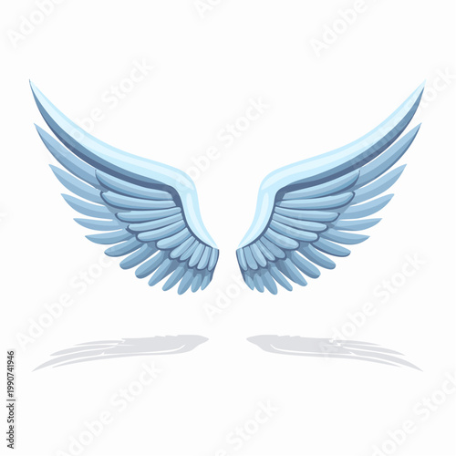 自由や飛躍をイメージした羽のシンプルなフラットベクターアイコン