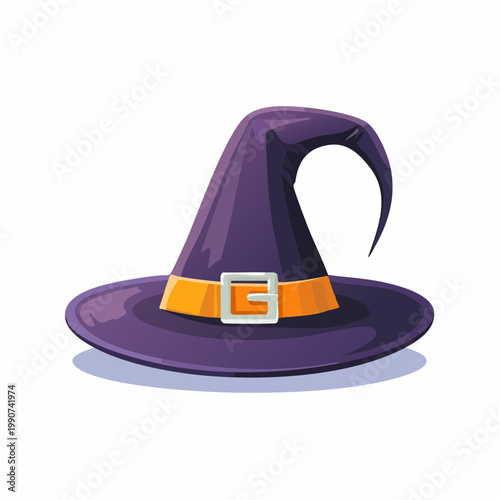 ハロウィンや魔法使いをイメージした魔女の帽子のフラットベクターアイコン