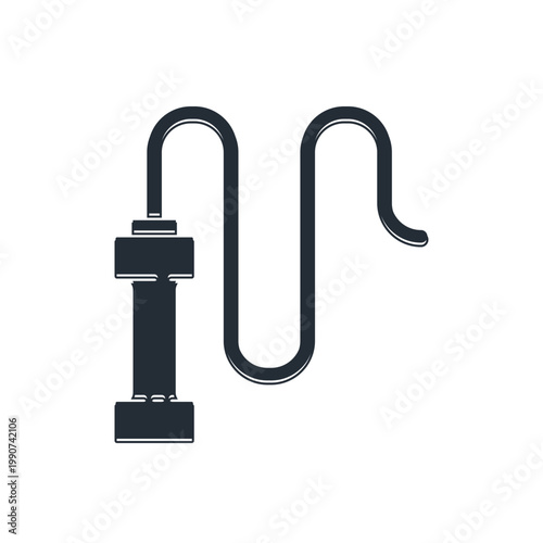 Black Braided leather whip icon isolated on white background. Vector