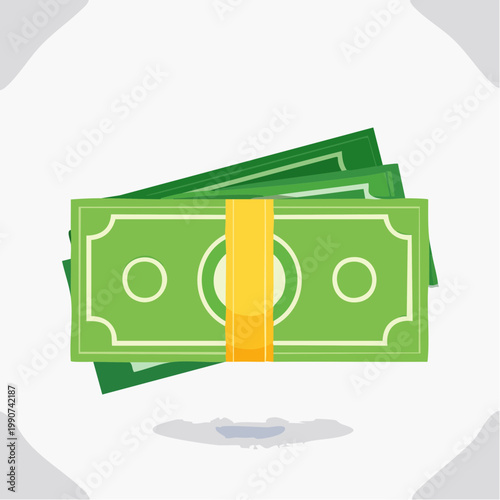 現金や給料、資金調達を示す紙幣のシンプルなフラットベクターアイコン
