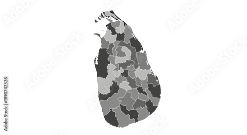 Sri Lanka Map Vector Illustration with Administrative Districts and Provinces Detailed Geographic Layout for Infographic Design and Data Visualization Projects