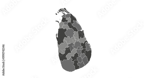 Sri Lanka Map Vector Illustration with Detailed District Boundaries and Administrative Regions for Infographic Data Visualization and Geographic Mapping Projects
