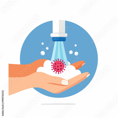 ウイルス予防や手洗いを示す衛生的なシンプルなフラットベクターアイコン