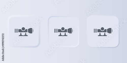 Grey Sniper optical sight icon isolated on grey background. Sniper scope crosshairs. Set icons in square buttons. Vector
