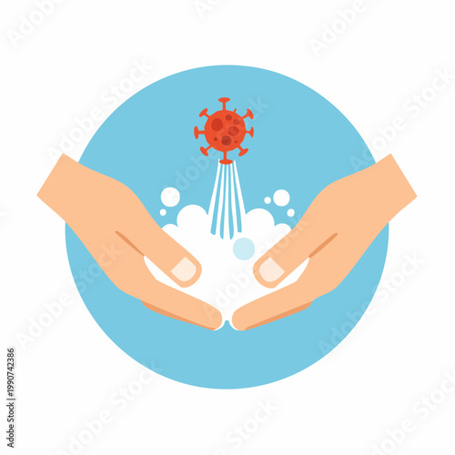 ウイルス予防や手洗いを示す衛生的なシンプルなフラットベクターアイコン