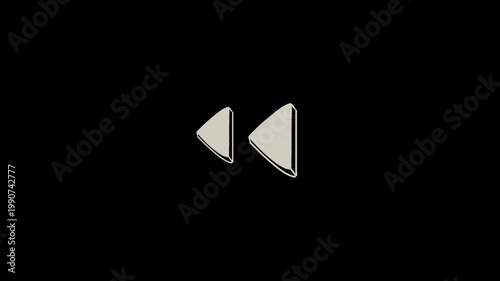 Rewind button design on black background depicts going back. Suitable for concepts of time travel, nostalgia, retro themes in design.